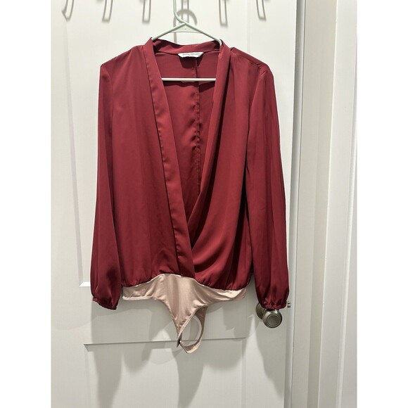 NEW Amanda Uprichard Size Medium Hera Thong Bodysuit Malbec Top Shirt - Picture 3 of 7